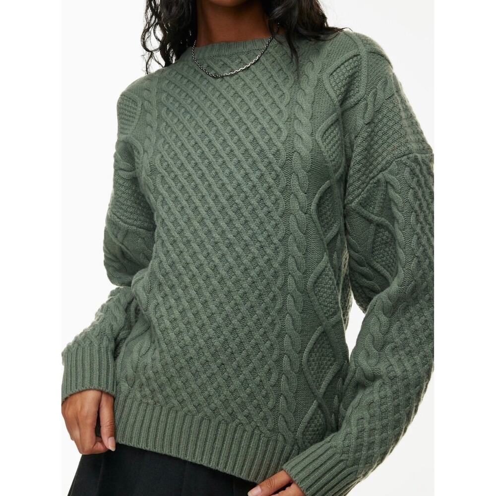 Sunday Best Peggy Sweater Aritzia Green Cable Knit Crewneck Size S